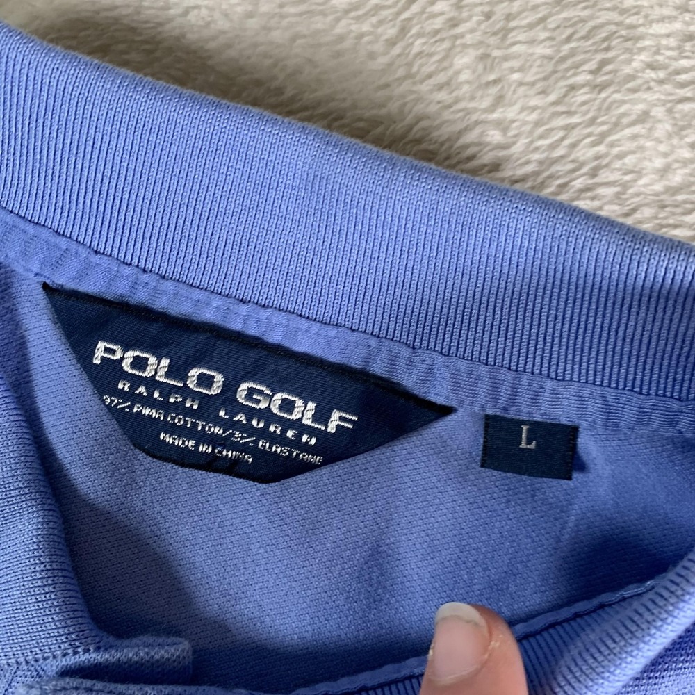 Polo Golf Ralph Lauren Polo Shirt Mens Large Blue Pima Cotton Stretch‎ Knit - Picture 4 of 10
